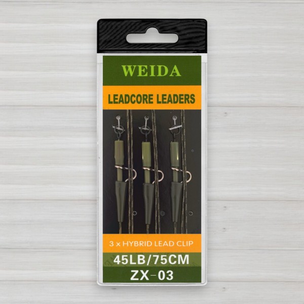 Монтаж лідкор з безпечною кліпсою Weida ZX-03, 45lb, 75см, 3шт/уп